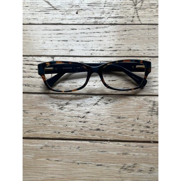 Coach Eyeglasses HC 6078 Teal Confetti Tortoise Rectangular Frame 52-16-135